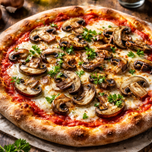 foto van een pizza ai funghi