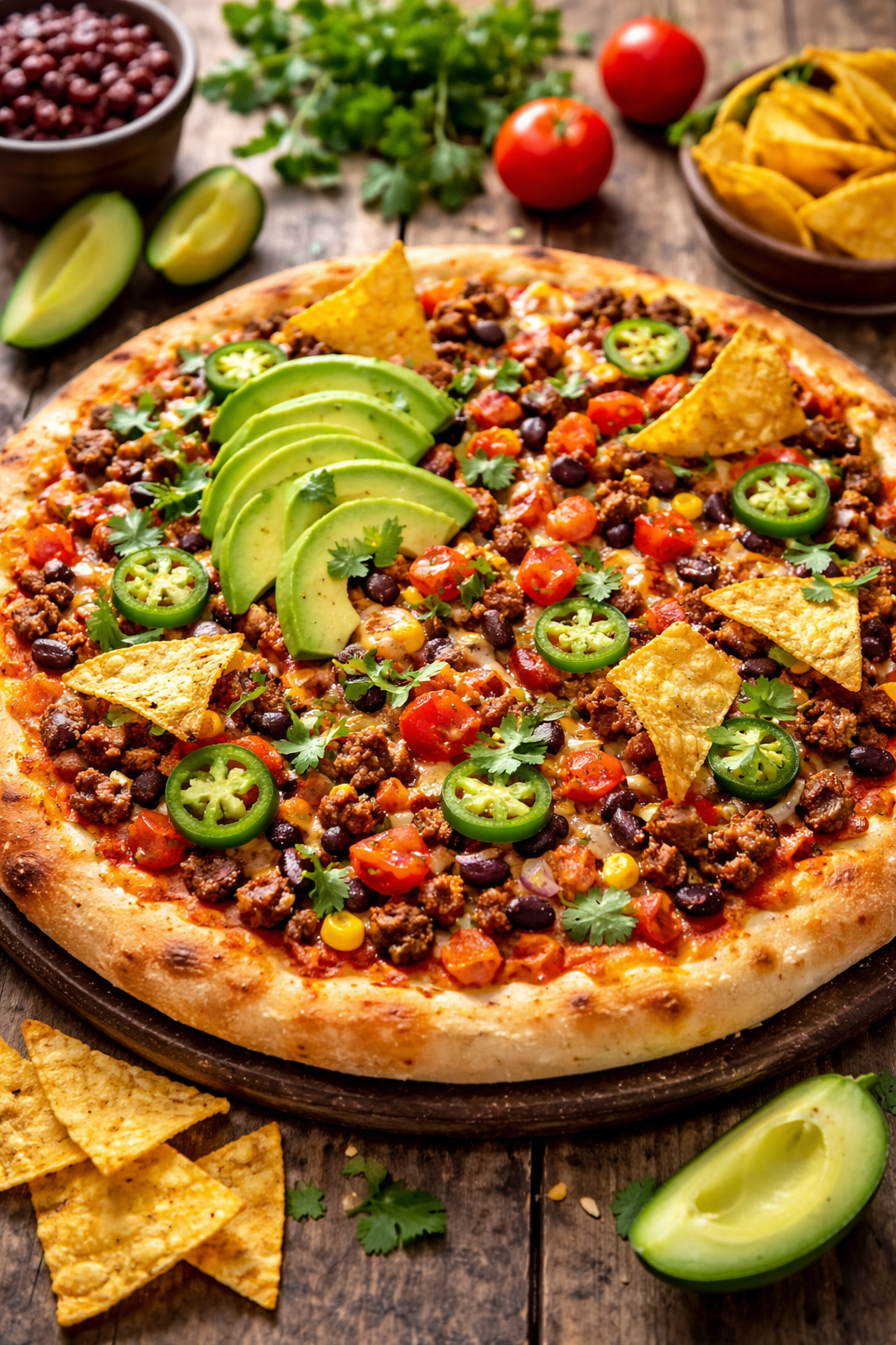 Foto met daarop een mexicaanse pizza