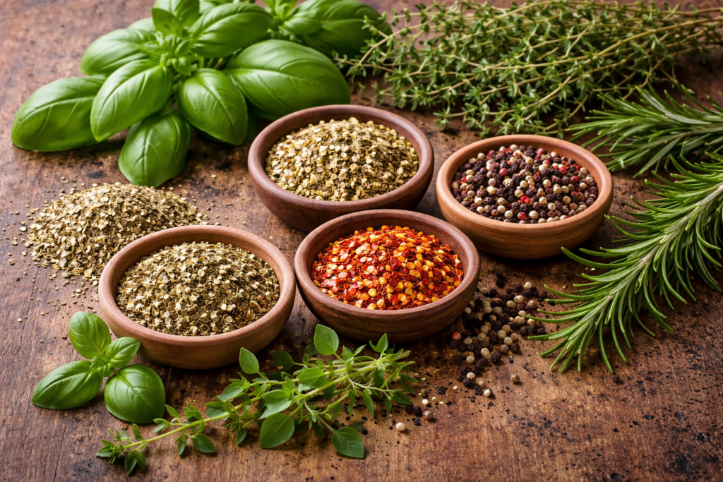 kruiden voor door de pizzasaus