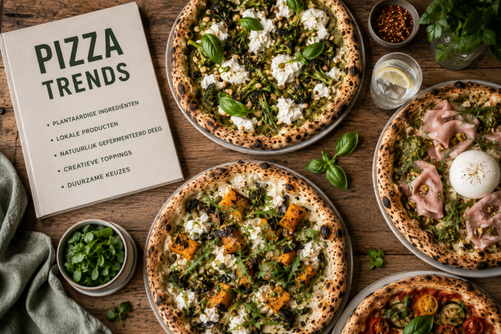 afbeelding met pizza's over een aartikel over pizzatrends
