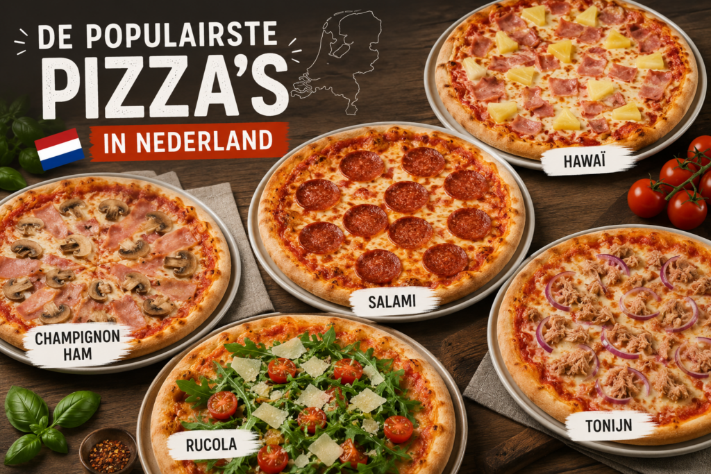 foto van de populairste pizza's in Nederland